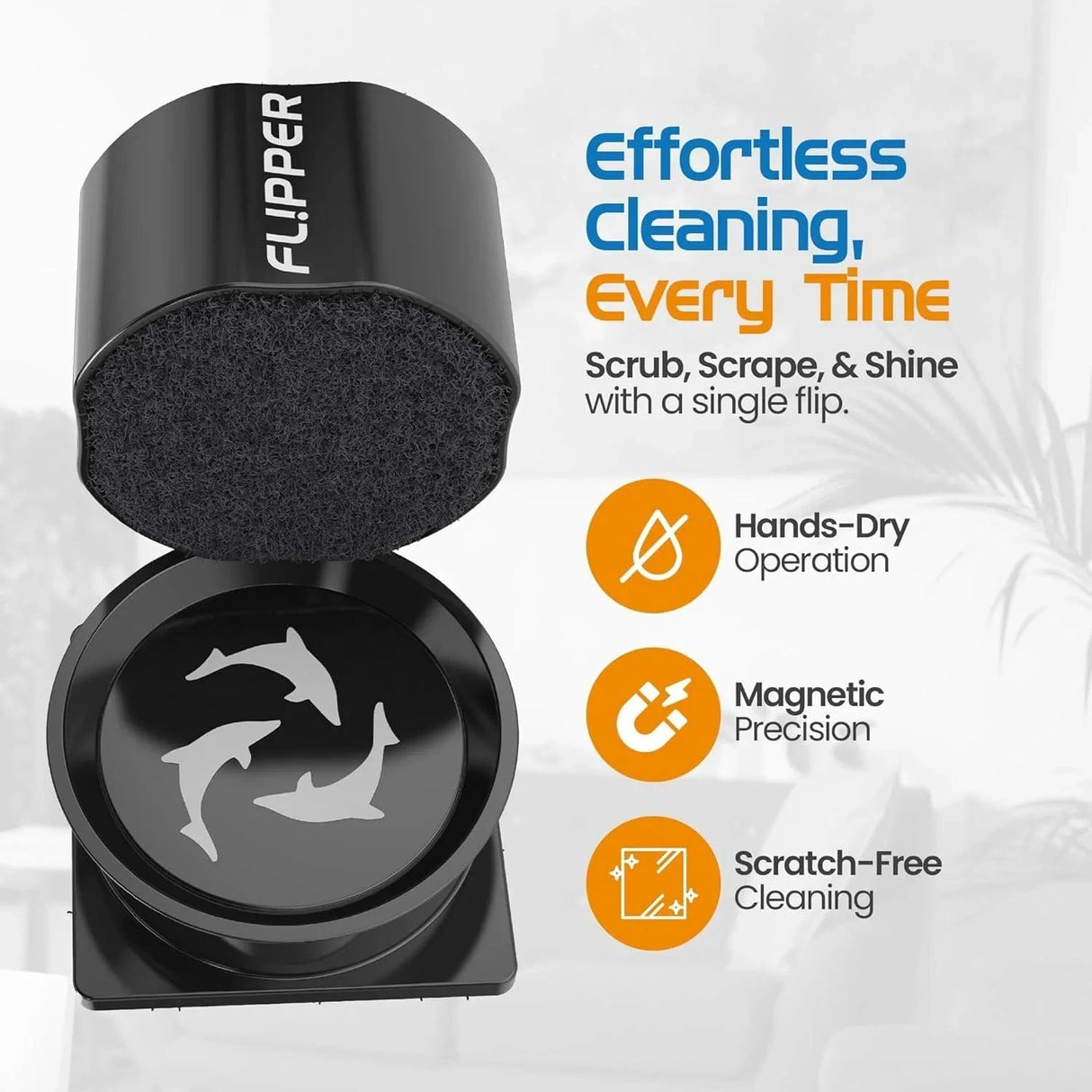 Pico Black 2-in-1 Aquarium Magnet Cleaner - Flipper