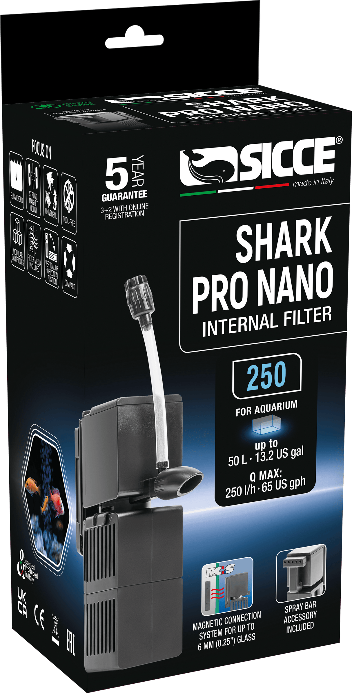 Shark PRO Nano 250 Internal Filter (65 GPH) - Sicce