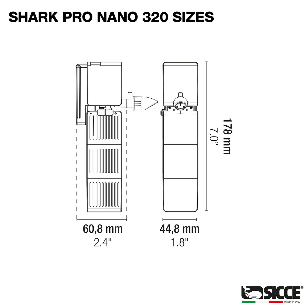 Shark PRO Nano 320 Internal Filter (85 GPH) - Sicce