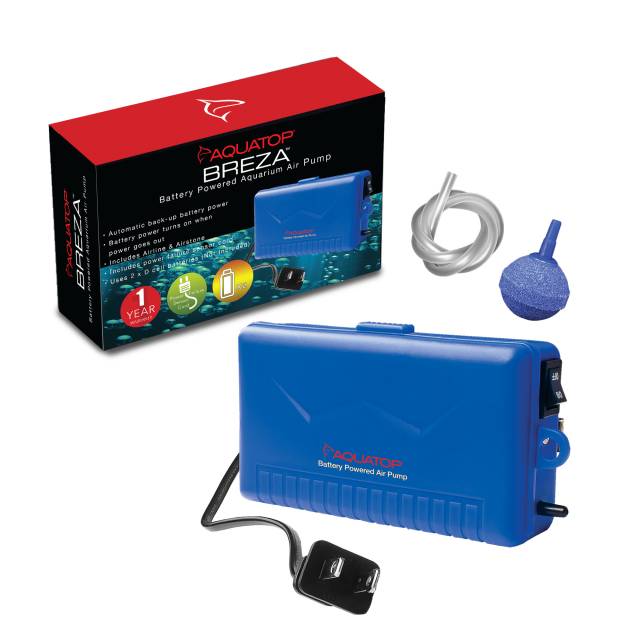 BREZA Battery Powered Aquarium Air Pump with AC Power Failure Sensor - Aquatop