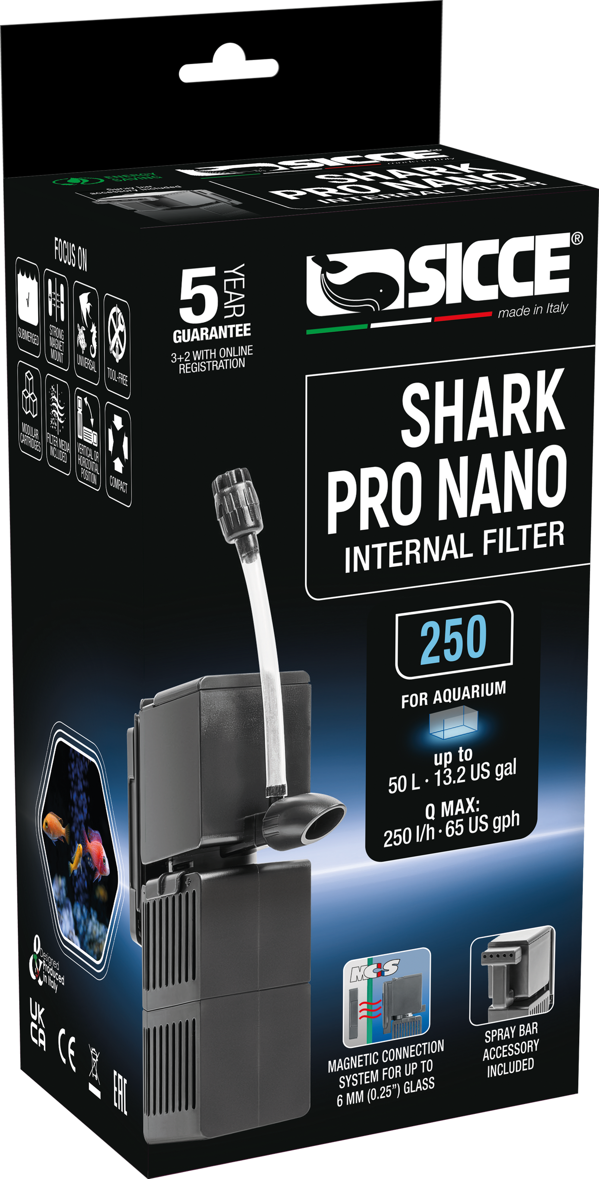 Shark PRO Nano 250 Internal Filter (65 GPH) - Sicce