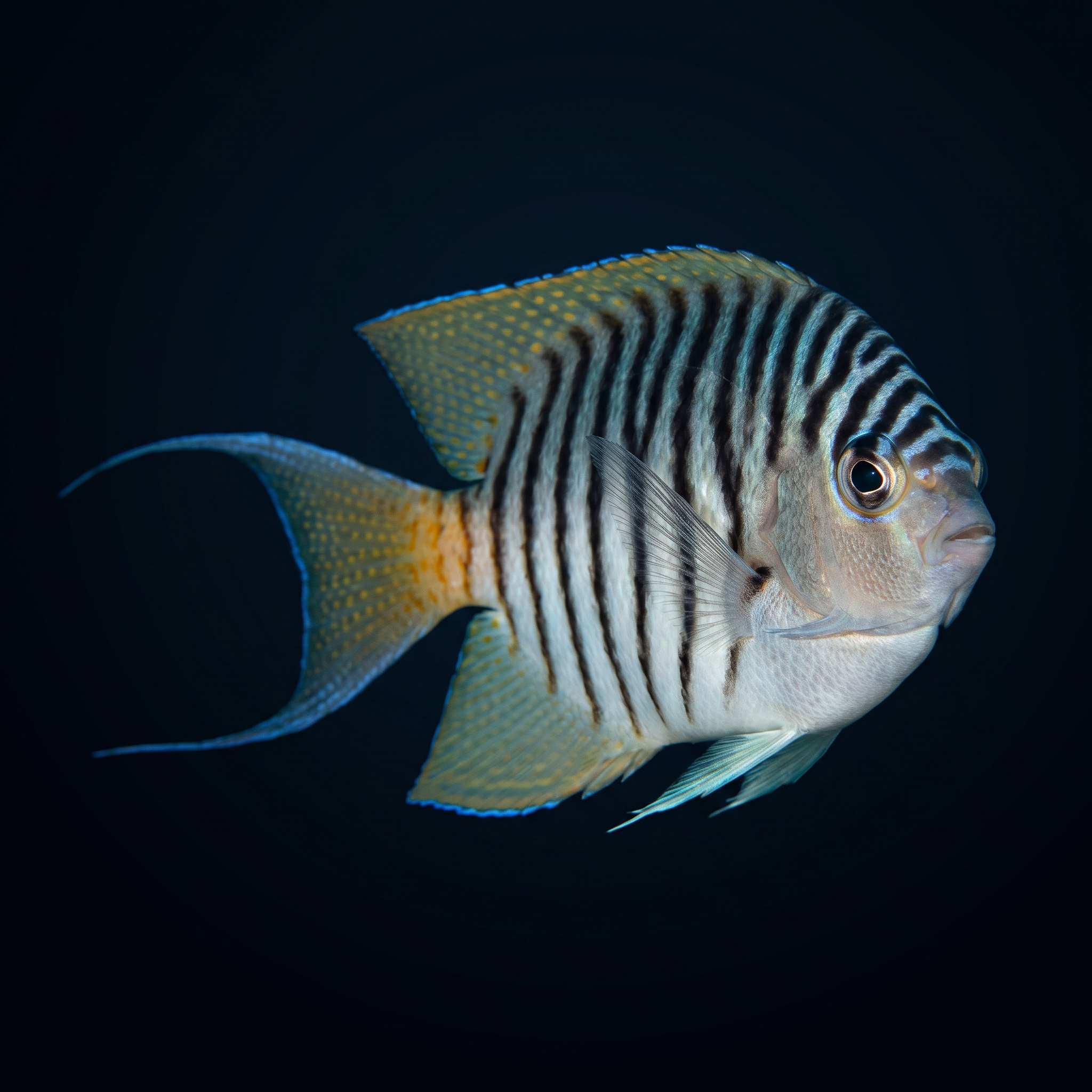 Zebra Lyretail Angelfish - Male - Maldives - Genicanthus caudovittatus