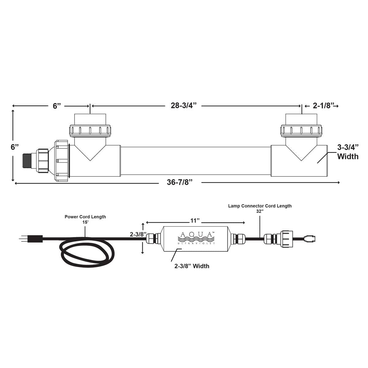 40 Watt Classic UV Sterilizer - Aqua Ultraviolet Black / 3/4"