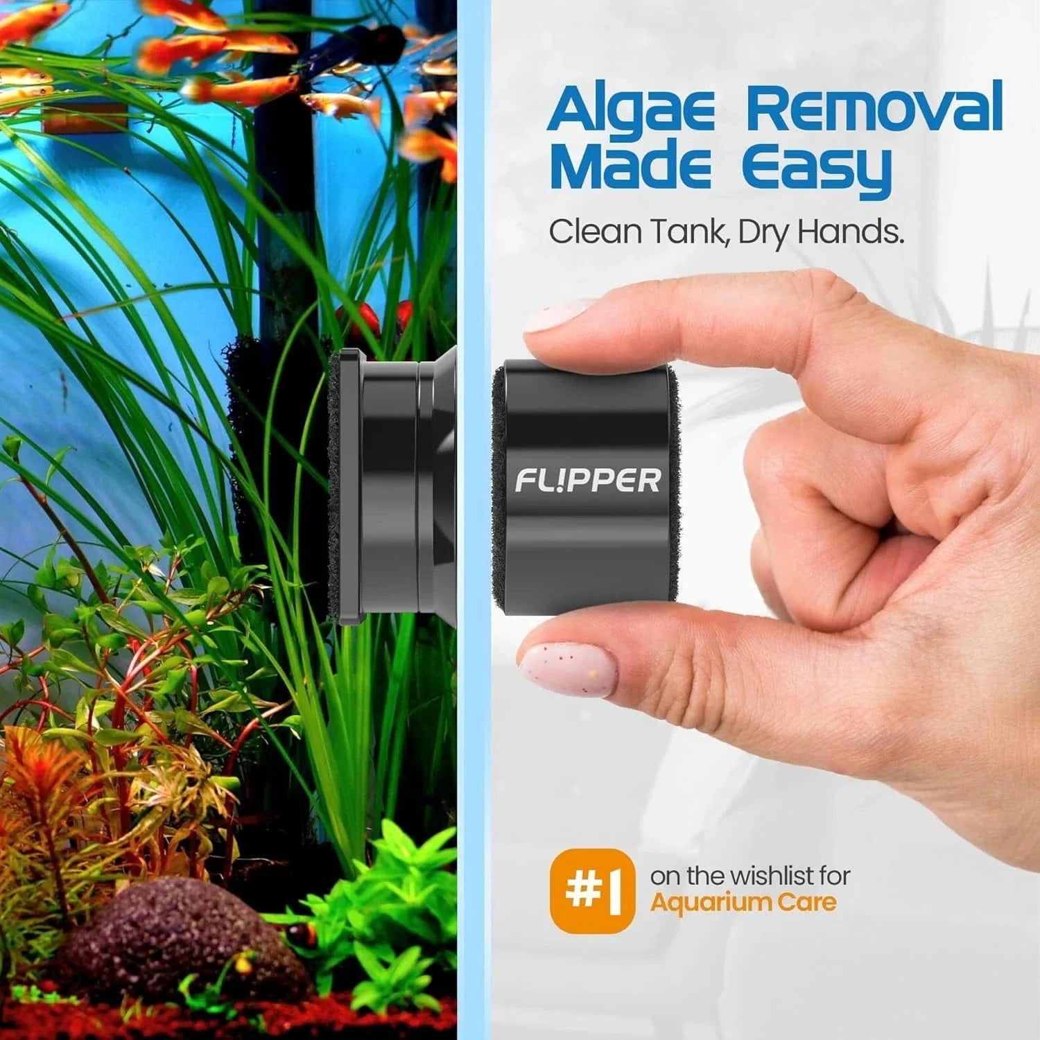 Pico Black 2-in-1 Aquarium Magnet Cleaner - Flipper
