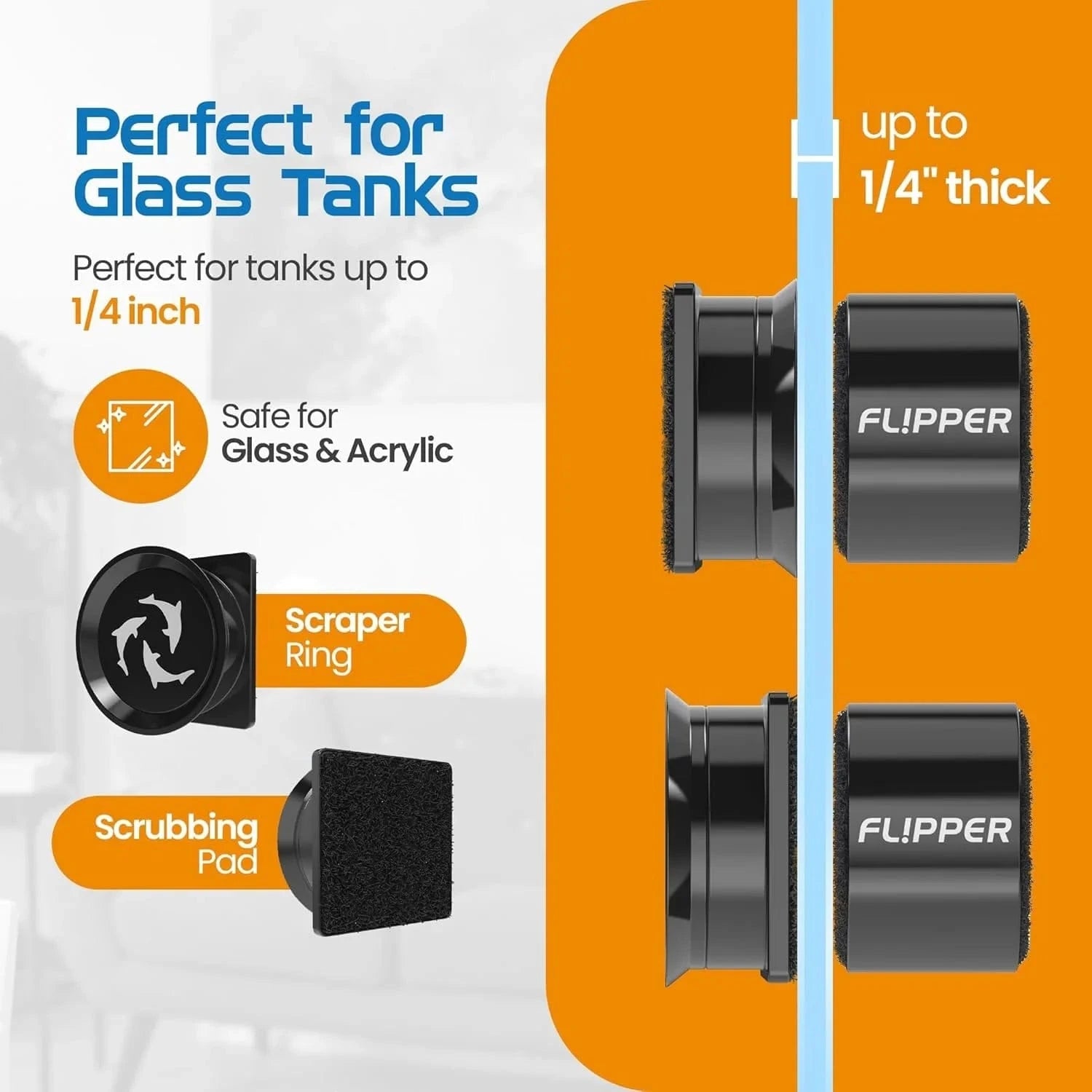 Pico Black 2-in-1 Aquarium Magnet Cleaner - Flipper