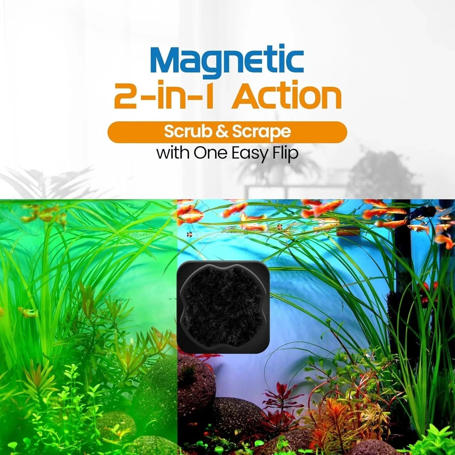 Pico Black 2-in-1 Aquarium Magnet Cleaner - Flipper