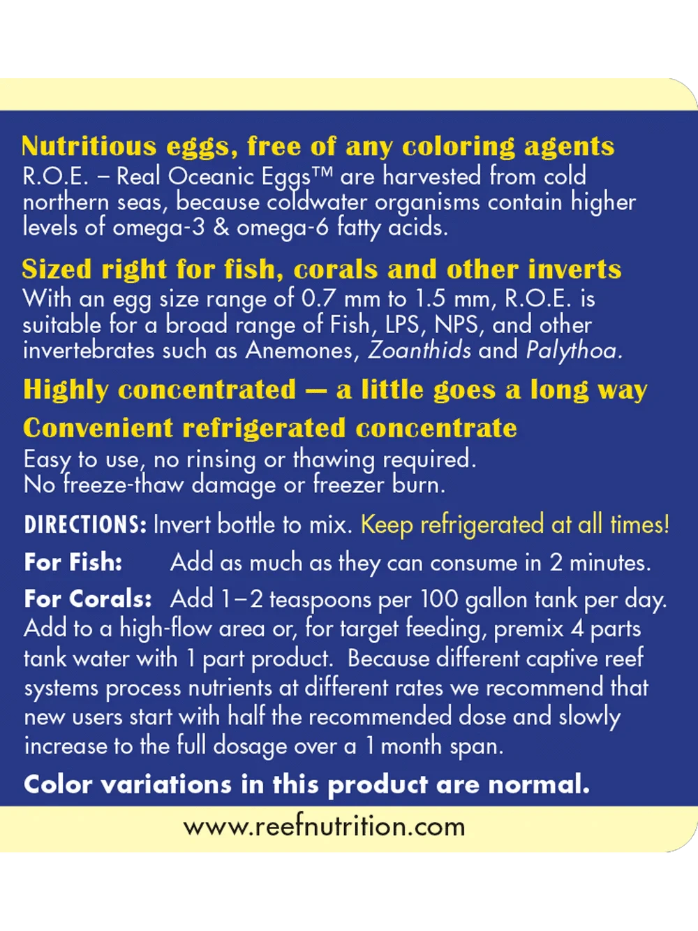 R.O.E. (Real Oceanic Eggs) - Reef Nutrition