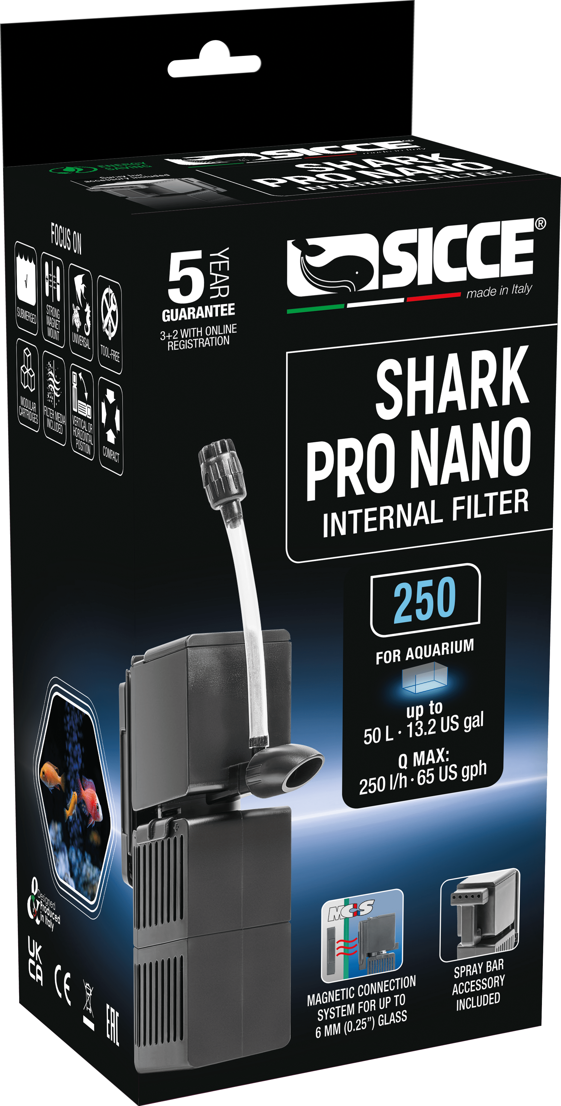 Shark PRO Nano 250 Internal Filter (65 GPH) - Sicce