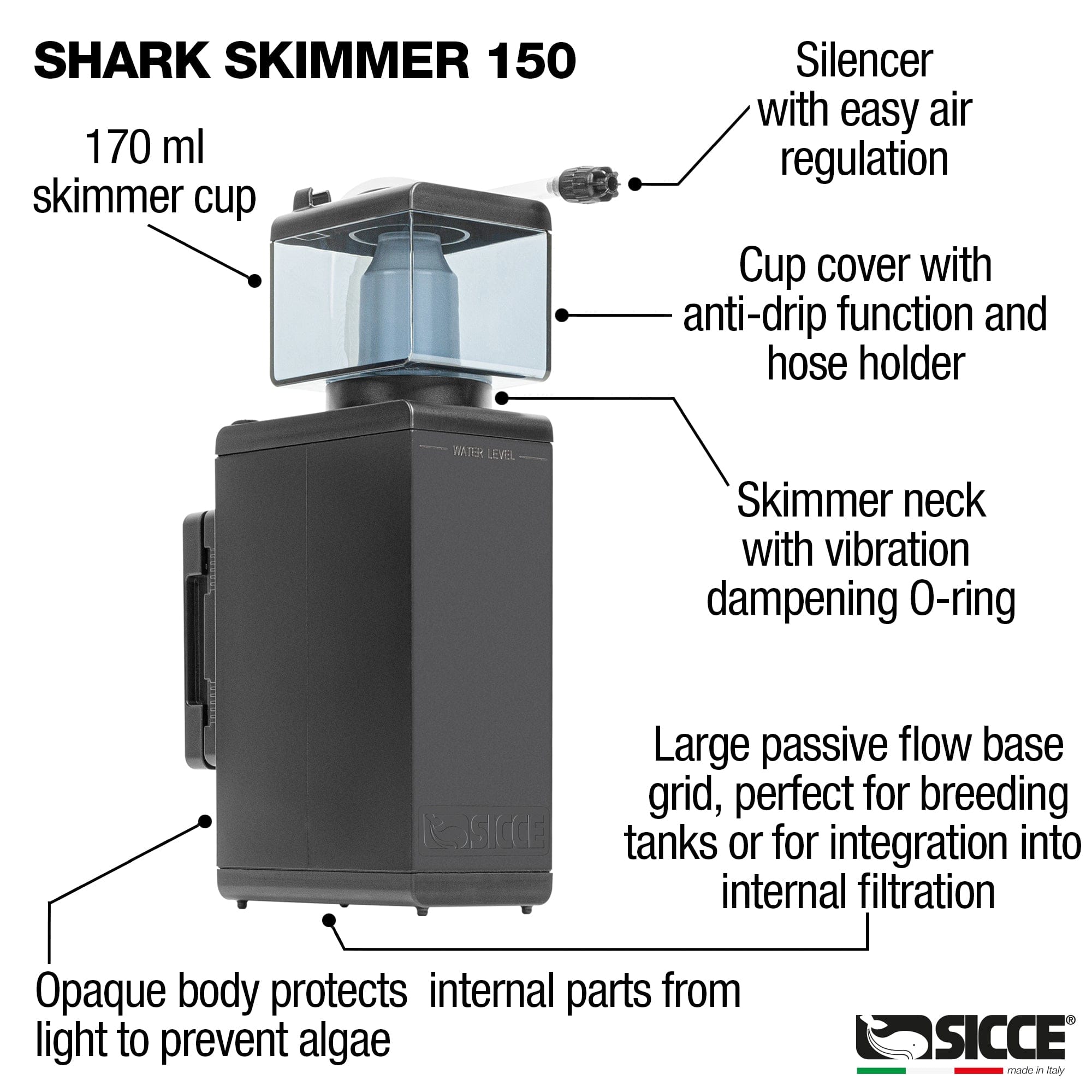 SICE シャークスキマー150 Shark Skimmer 150 Internal Filter - Sicce