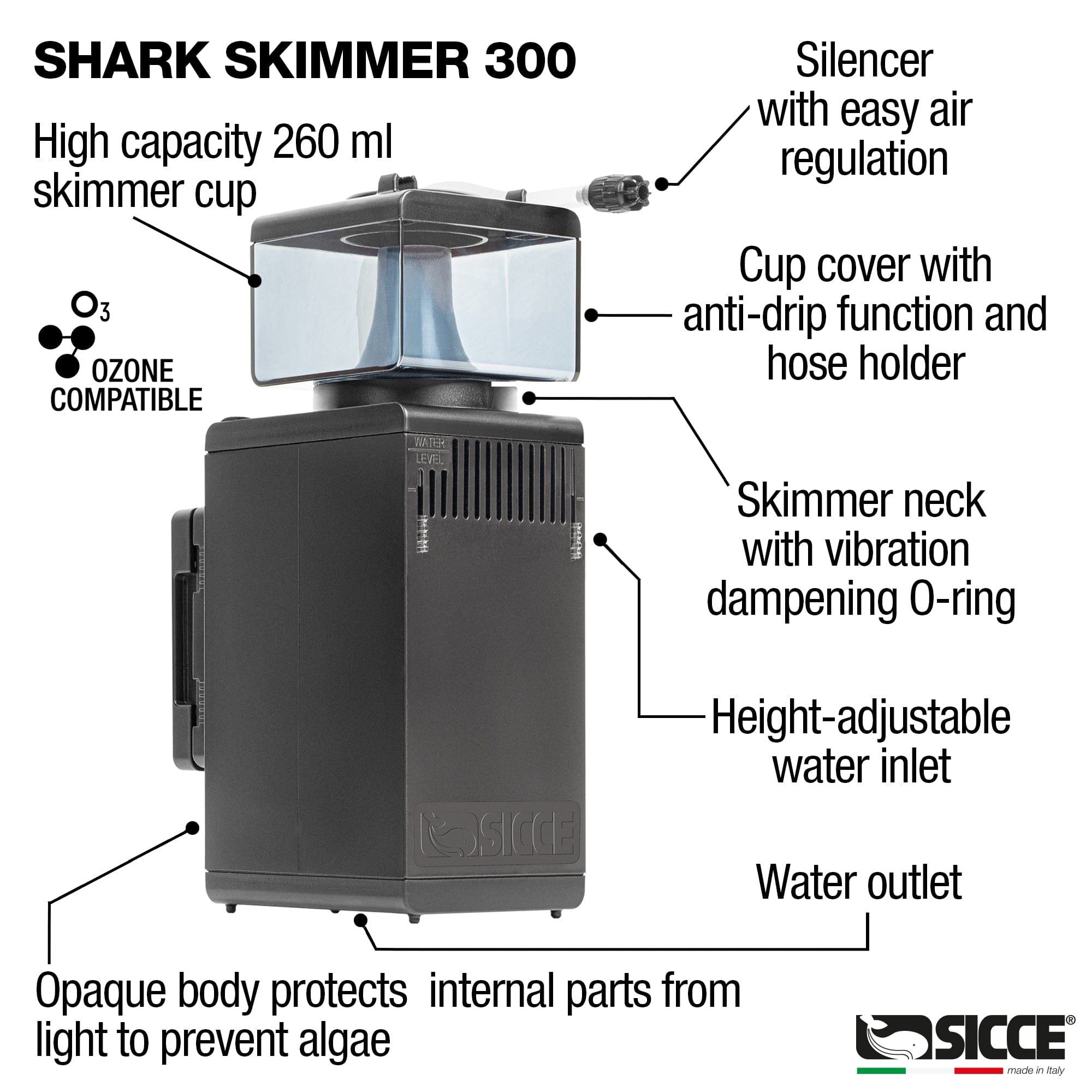 Shark Skimmer 300 Internal Filter - Sicce – Top Shelf Aquatics