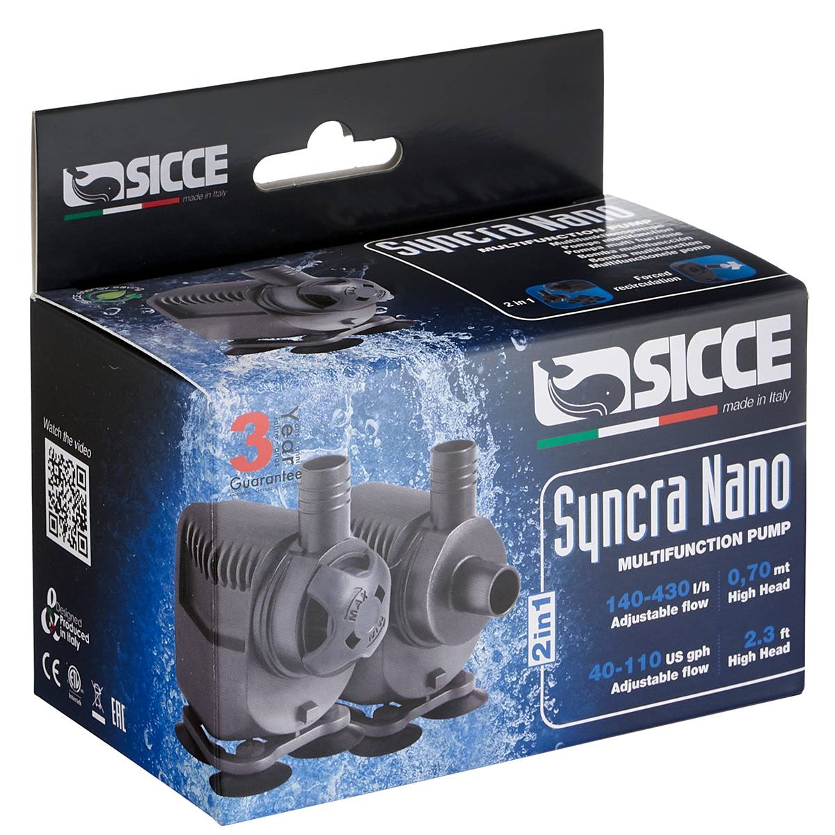 nana Sine Wave DC Pump コンパクトポンプ Syncra Nano Pump (110 GPH) - Sicce – Top Shelf Aquatics