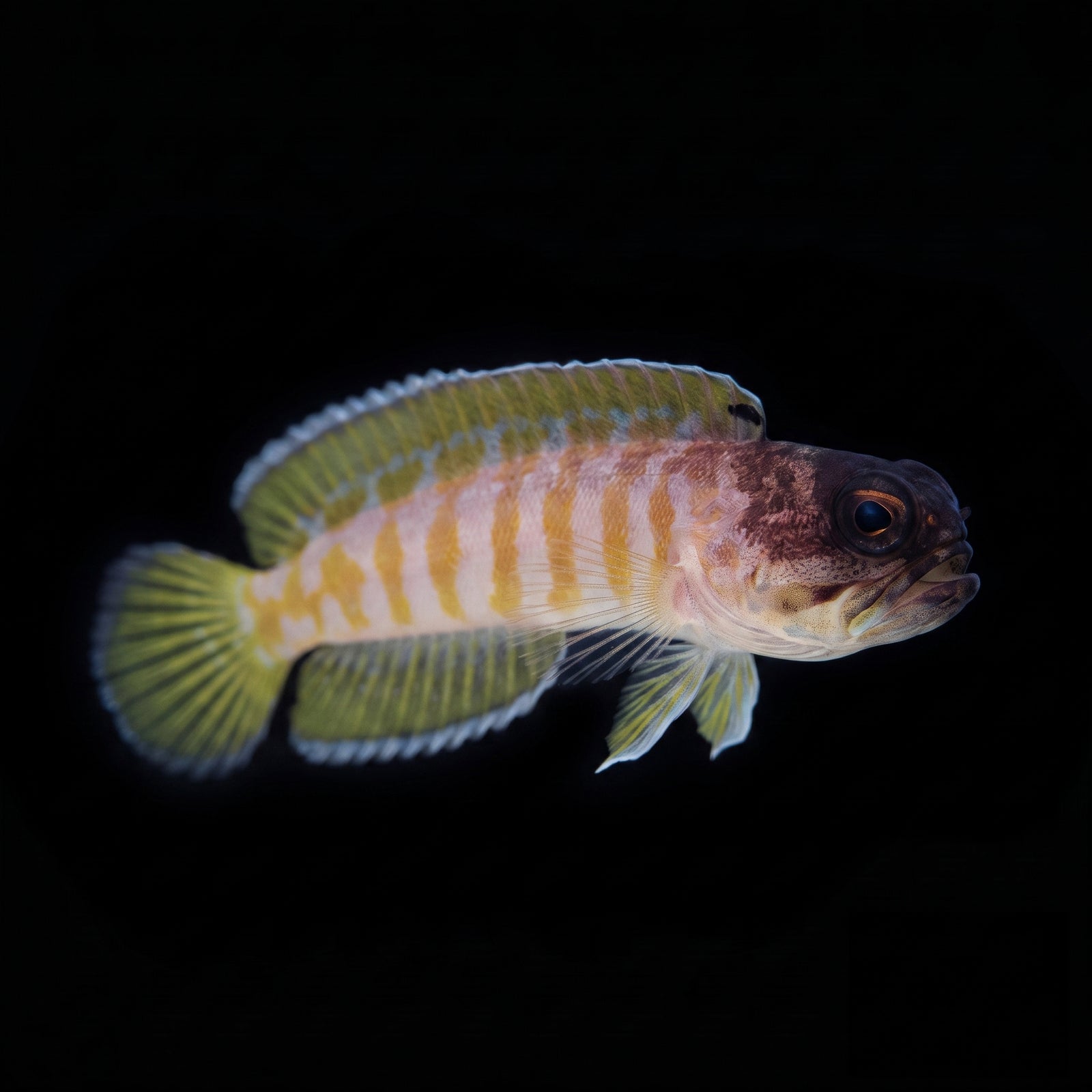 Black Cap Jawfish (Opistognathus randalli) saltwater aquarium fish portrait