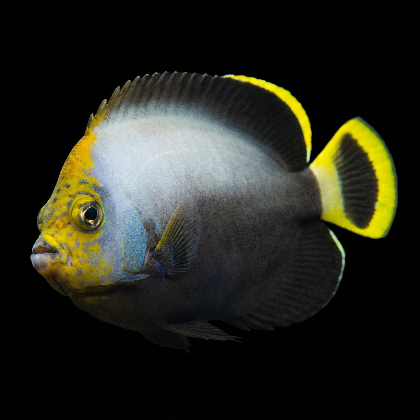 Black Phantom Angelfish (Chaetodontoplus Cf. Melanosoma) saltwater aquarium fish portrait