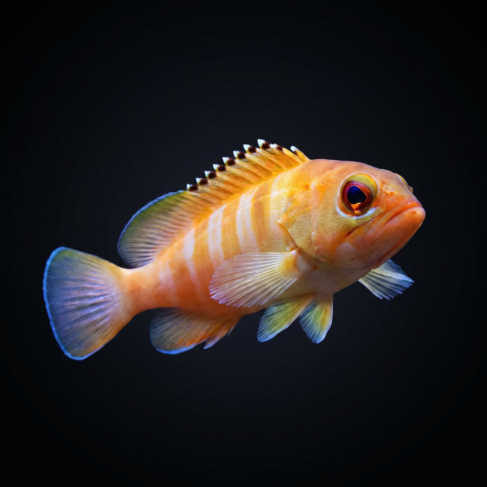 Blue & Yellow Cod Grouper (Epinephelus Flavocaeruleus) saltwater aquarium fish portrait