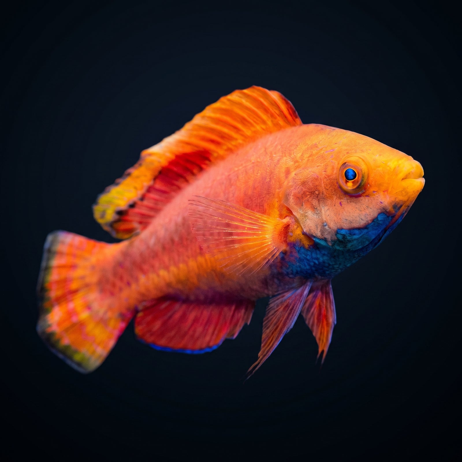 Blue Throat Fairy Wrasse (Cirrhilabrus Cyanogularis) saltwater aquarium fish portrait