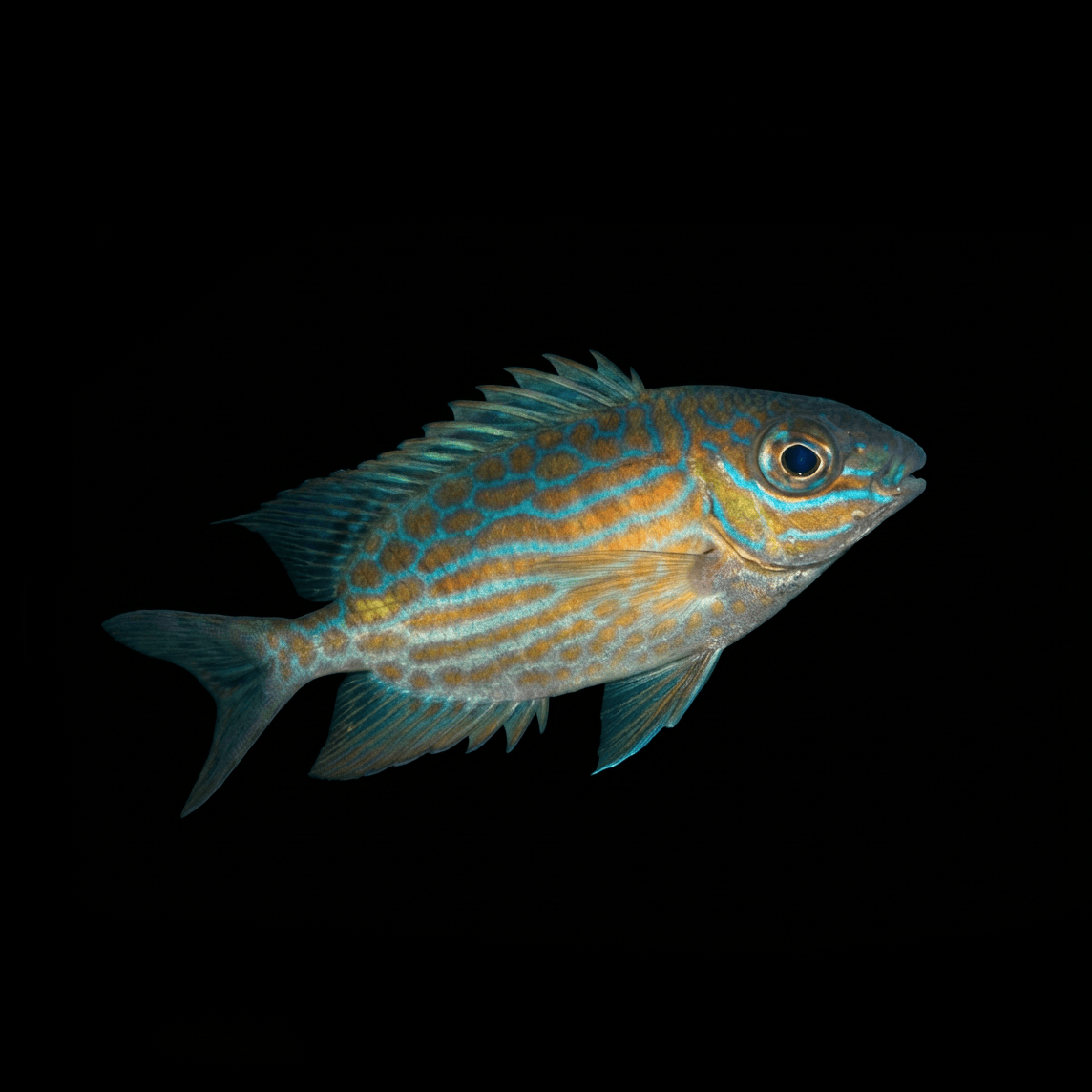 Captive-Bred Golden Lined Rabbitfish (Siganus Lineatus) saltwater aquarium fish