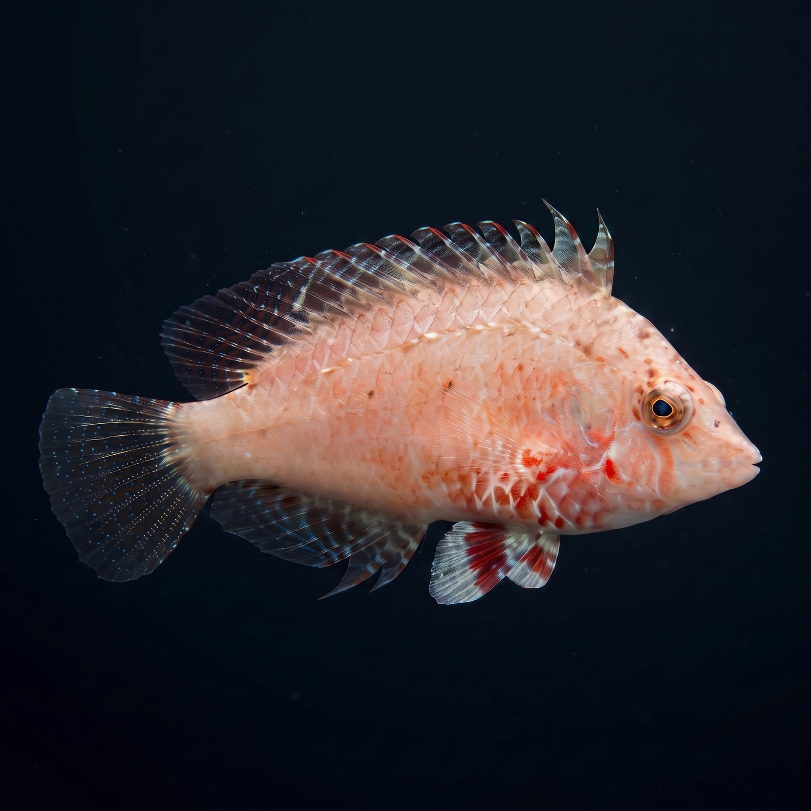 Cockerel Wrasse (Pteragogus Enneacanthus) saltwater aquarium fish portrait