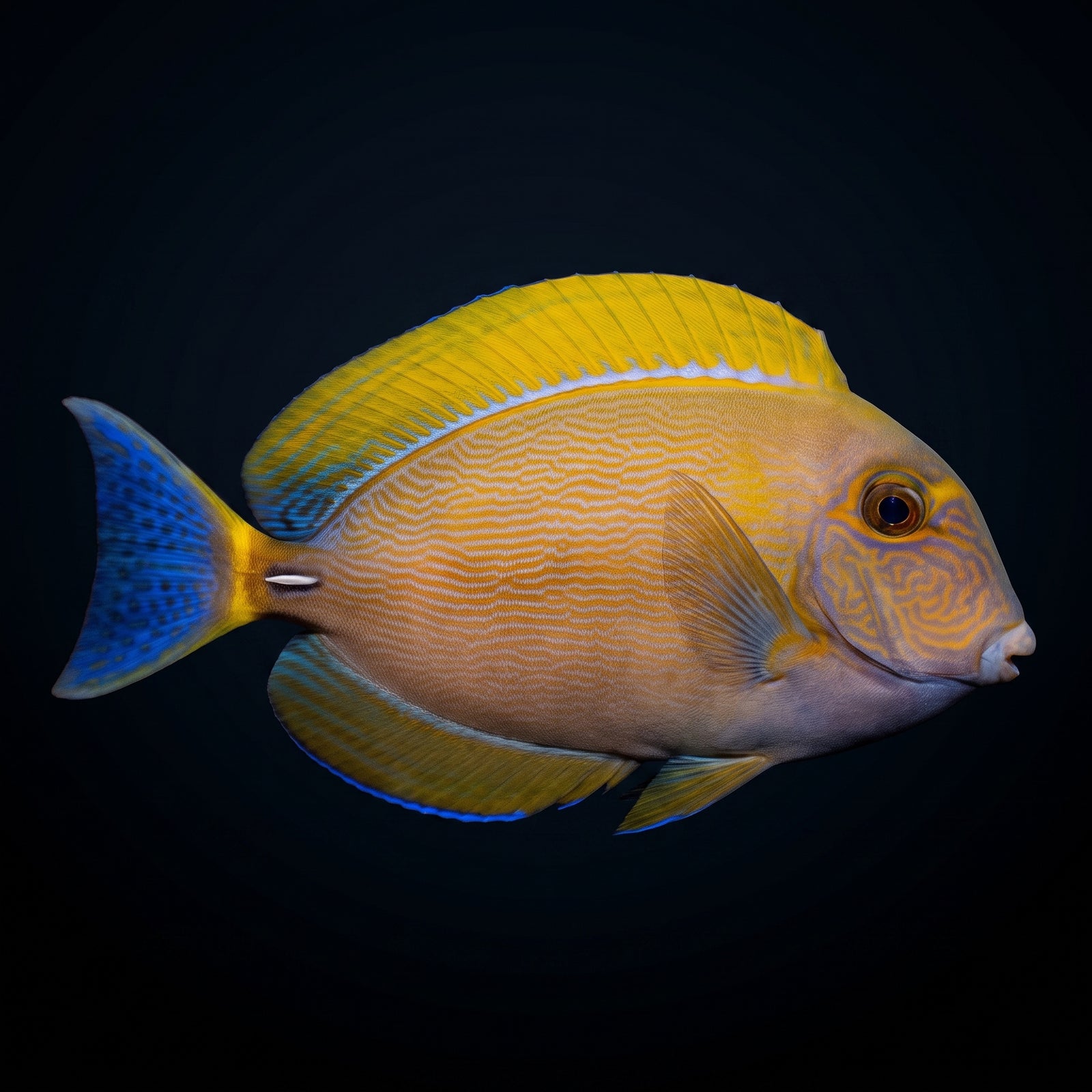 Dussumier Tang (Acanthurus Dussumieri) saltwater aquarium fish portrait