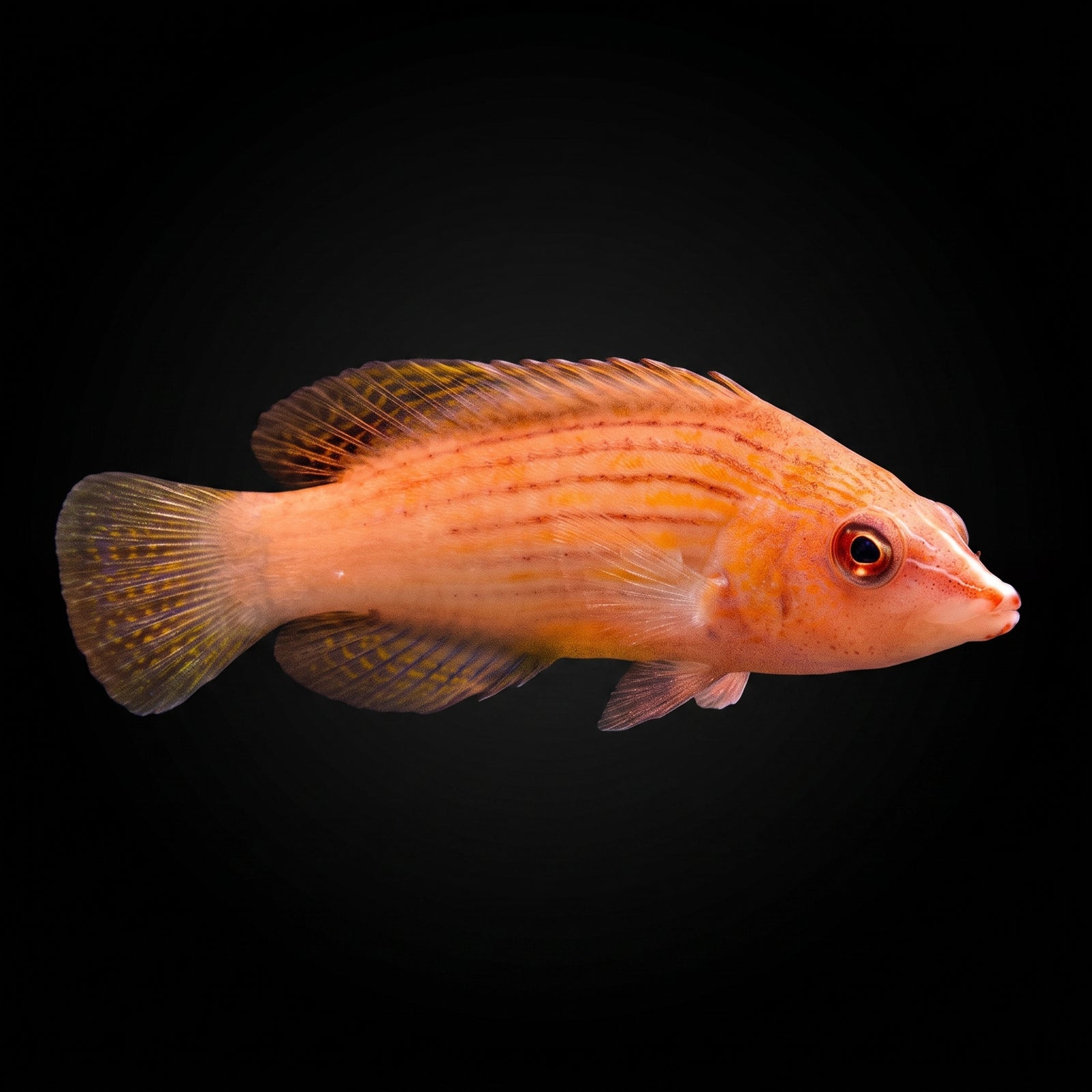 Eight Lined Wrasse (Pseudocheilinus Octotaenia) saltwater aquarium fish portrait