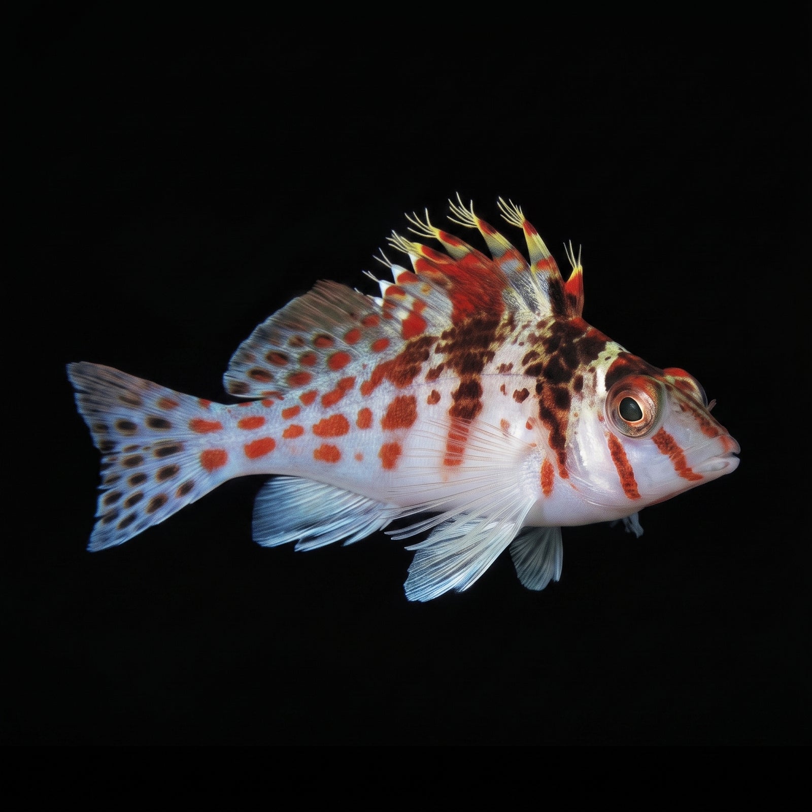 Falco Hawkfish (Cirrhitichthys falco) saltwater aquarium fish portrait