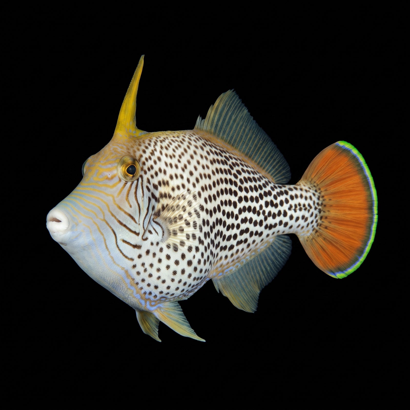 Fantail Filefish (Pervagor spilosoma) saltwater aquarium fish portrait