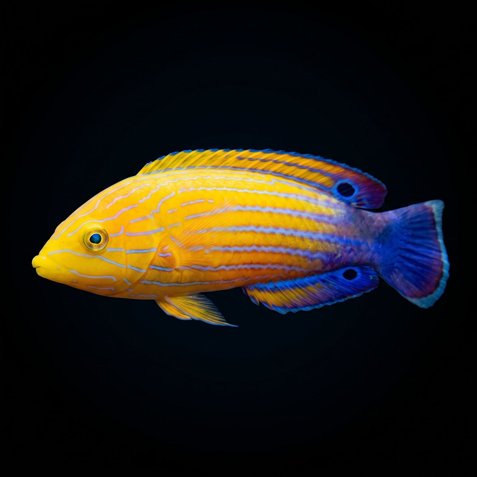 Femininus Candycane Wrasse (Anampses Femininus) saltwater aquarium fish portrait