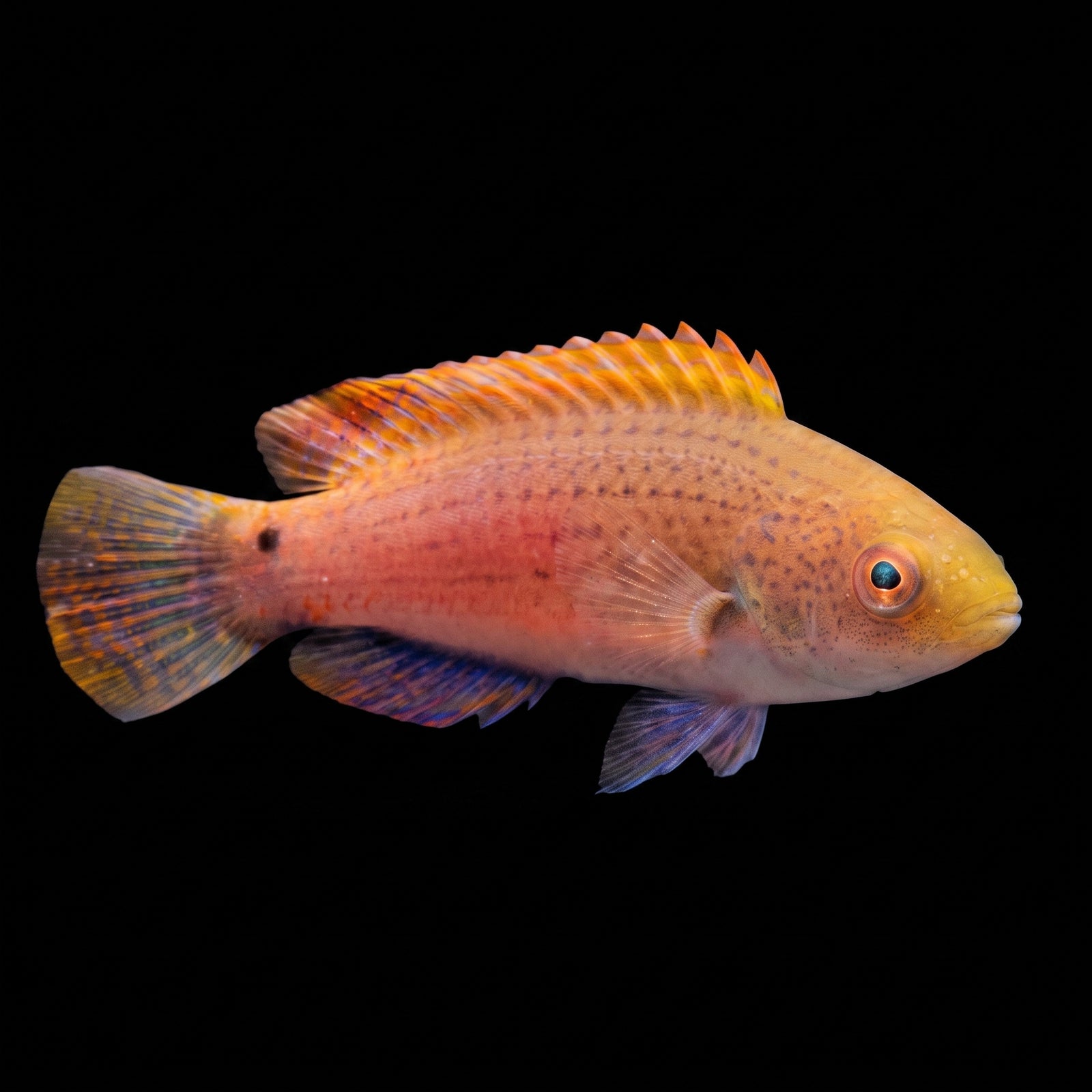 Fine Spotted Fairy Wrasse (Cirrhilabrus Punctatus) saltwater aquarium fish portrait