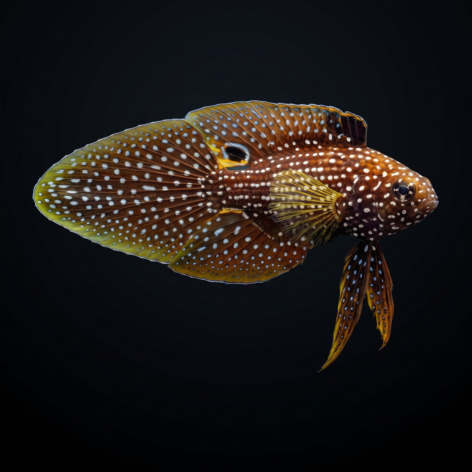 Finespotted Comet Marine Betta (Calloplesiops Argus) saltwater aquarium fish portrait