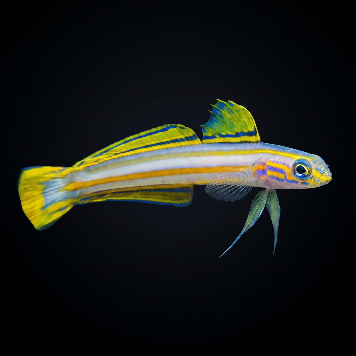 Lined Dart Grammica (Ptereleotris Grammica) saltwater aquarium fish portrait