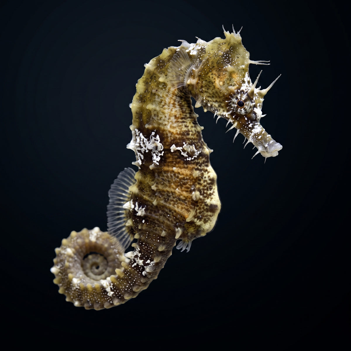 Lined Seahorse (Hippocampus erectus) saltwater aquarium fish portrait