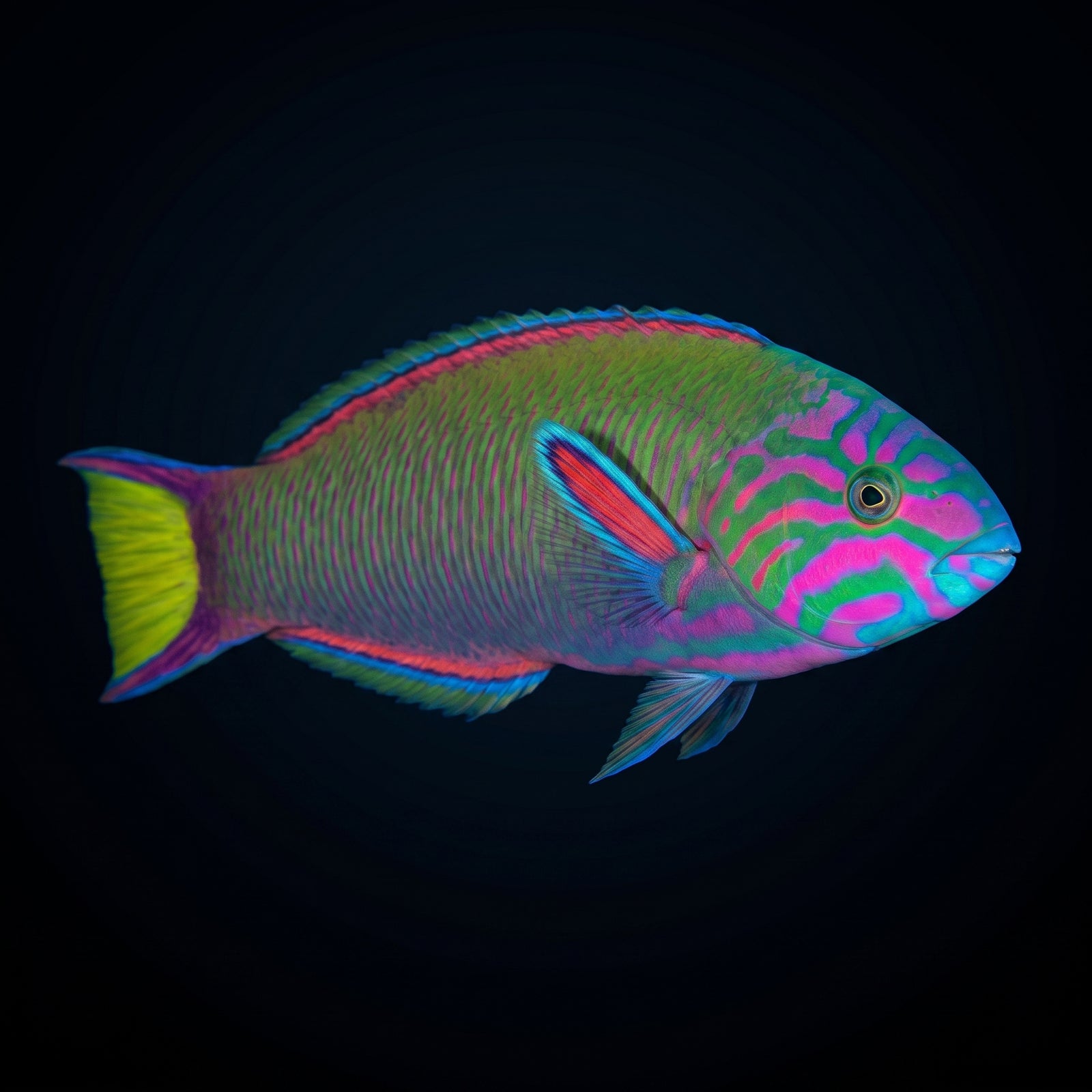 Lunare Wrasse (Thalassoma lunare) saltwater aquarium fish portrait