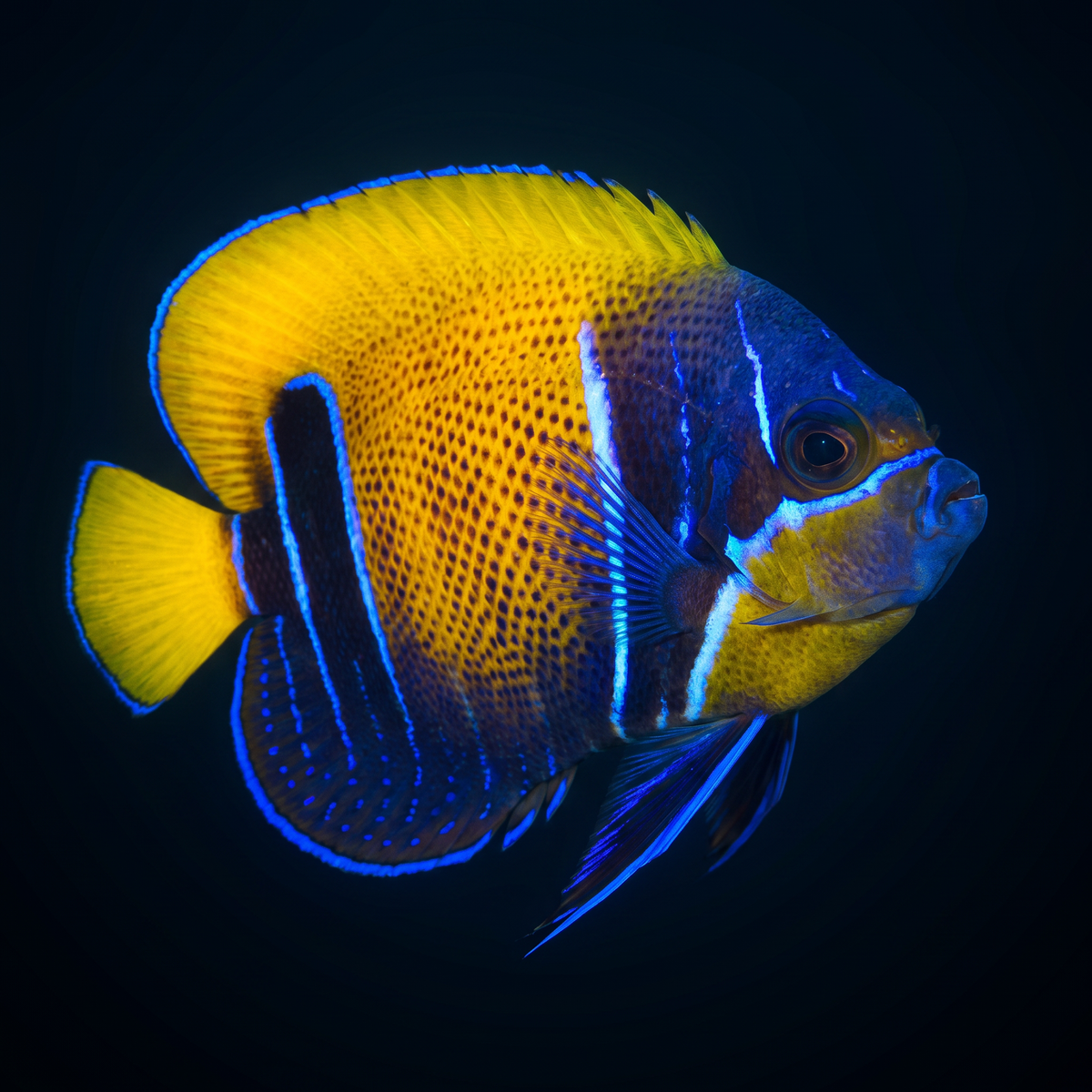 Majestic (Blue Girdled) Angelfish (Pomacanthus navarchus) saltwater aquarium fish
