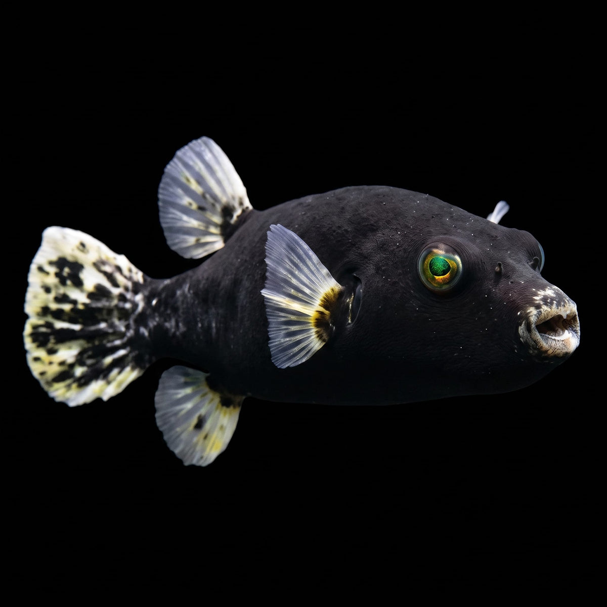 Midnight Dogface Puffer (Arothron Cf Nigropunctatus) saltwater aquarium fish portrait