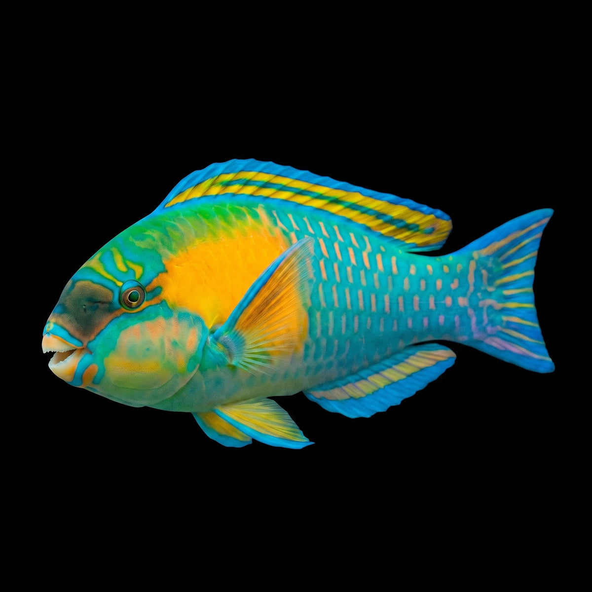 Princess Parrotfish (Paracheilinus Filamentos) saltwater aquarium fish portrait