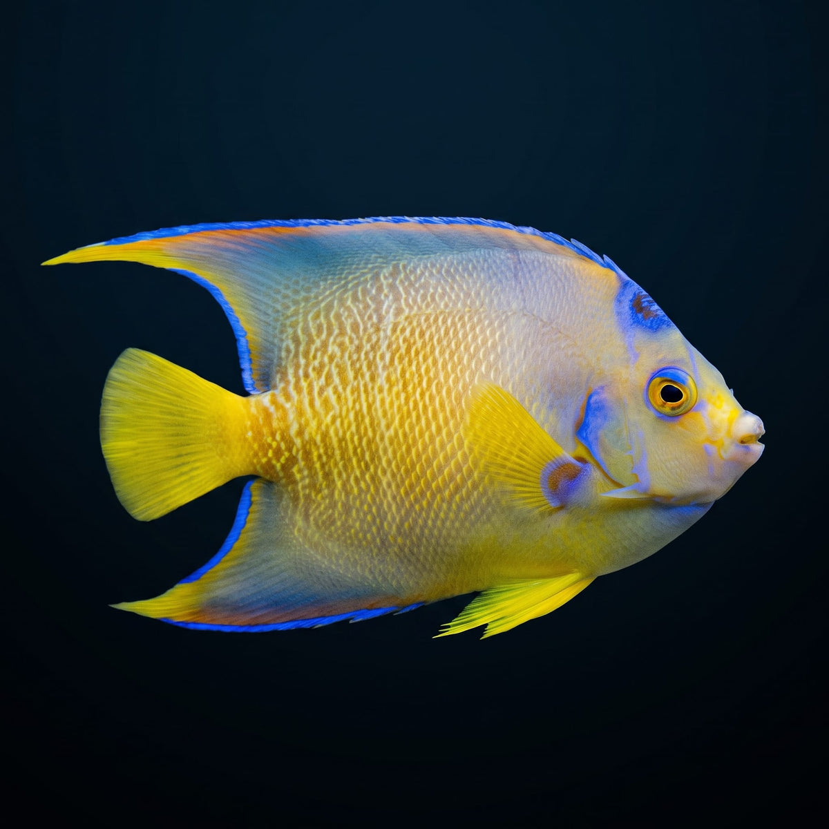 Queen Hybrid "Townsend" Angelfish (Holacanthus Ciliaris X Isabelita) saltwater aquarium fish portrait
