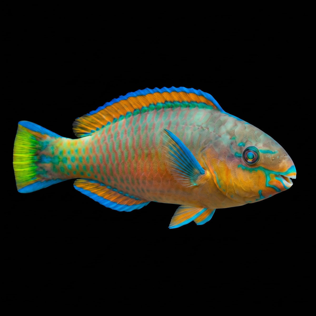 Quoy's Parrotfish (Scarus Quoyi) saltwater aquarium fish portrait