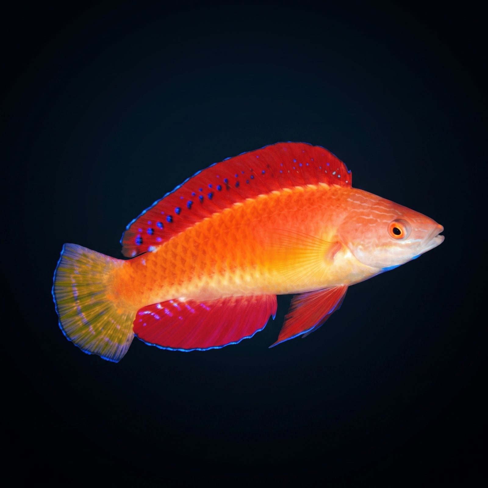 Redfin Fairy Wrasse (Cirrhilabrus rubripinnis) saltwater aquarium fish portrait