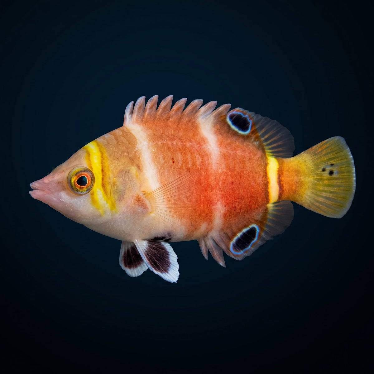 White Banded Possum Wrasse (Wetmorella Albofasciata) saltwater aquarium fish portrait
