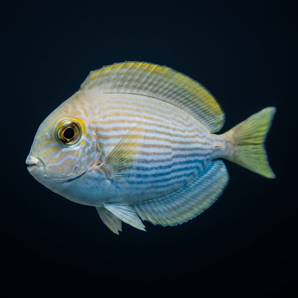 Whitebar Surgeonfish (Acanthurus Leucopareius) saltwater aquarium fish portrait