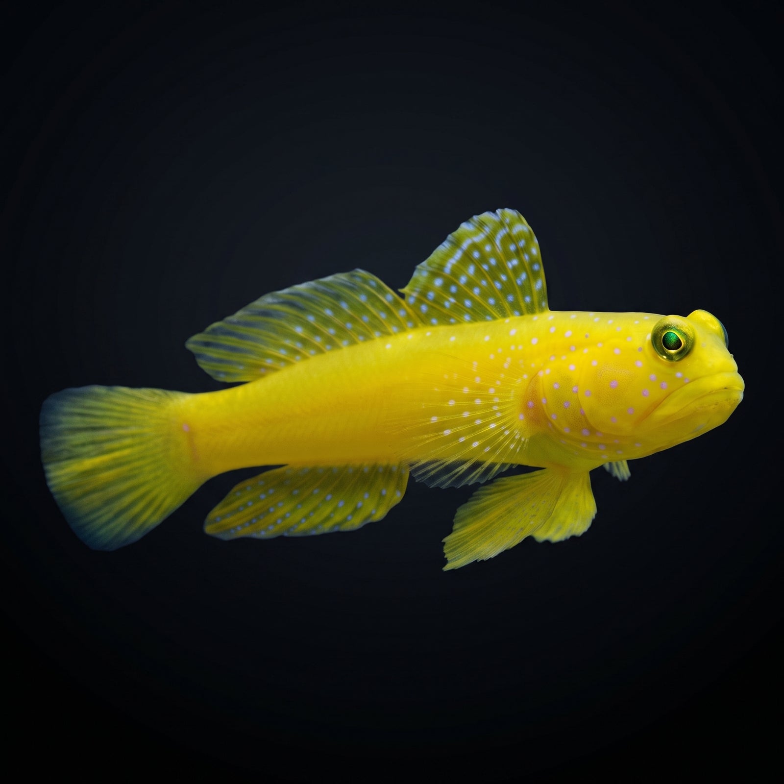 Yellow Watchman Goby (Cryptocentrus cinctus) saltwater aquarium fish portrait