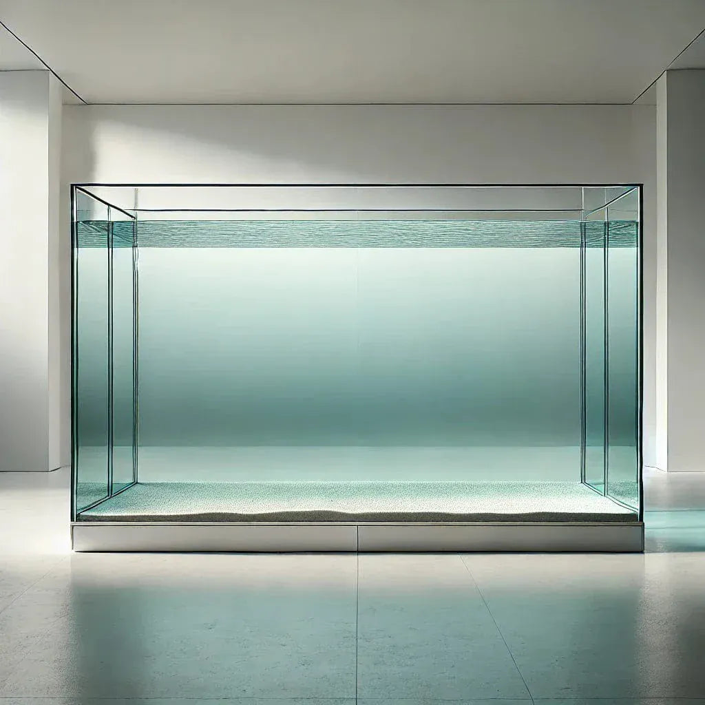 Custom 3D aquarium rendering beside the finished installation design