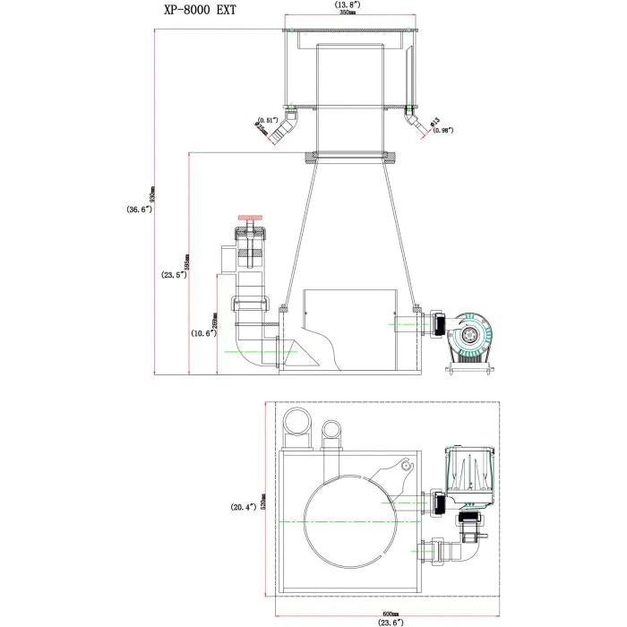 SRO XP8000E Recirculating External Protein Skimmer